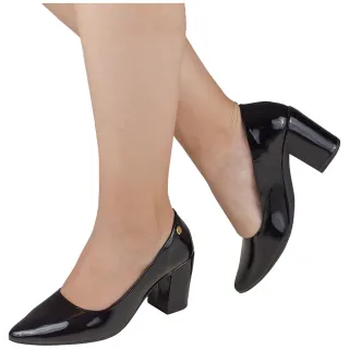 Sapatilha Macia Shekinah: Scarpin Conforto Bico Fino Salto Alto Grosso - Azaléia 001