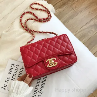 Soft Leather Diamond Chain Bag - Fashion Shoulder Bag for Women - Preto