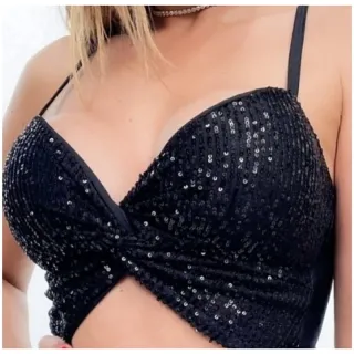 Top Cropped de Paetês com Lantejoulas - Nozinho