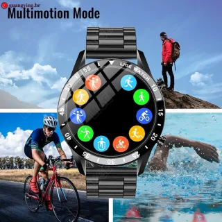 Relógio Inteligente Bluetooth LIGE 2022 - Resistente à Água - Android iOS - black steel belt A