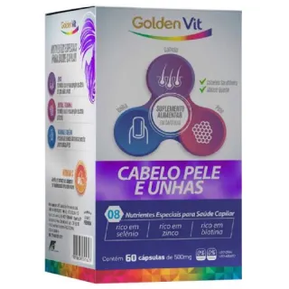Golden Vit 60caps - Vitamina para Cabelo, Pele e Unhas - Único
