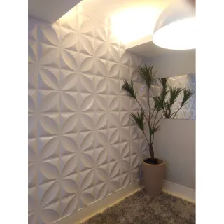 Painel 3D Revestimento Parede Gesso Luxo - Kit com 10 Placas - Estrela Preta