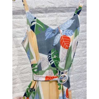 Lançamento primavera verão 2020-27: Vestido longo feminino estampado com bojo - 2020-09 Azul