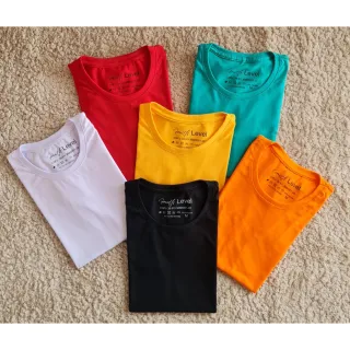 Blusa Feminina Lisa de Algodão, T-Shirt Gola Redonda Basica