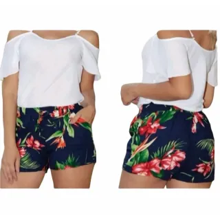 Estampado Viscose Feminino Shorts Kit 5 - EXG