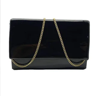 Bolsa de Mão para Festa de Casamento com Alça de Corrente - Preto Com Brilho