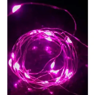 Promoção Fio Luz Natal 30 Leds Prata Cordão Cores 3m Pilha - Branco Quente