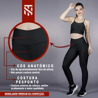 Calça Legging Feminina Lisa Preta Cinza - Frete Grátis - Preta (Lisa)