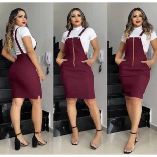 Suspensório Salopete Jardineira - Compre online na Raryel - PRETA LISA