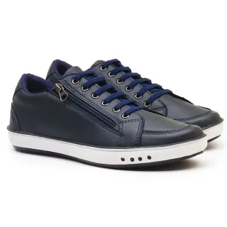 Sapatenis Masculino Couro Marrom Anti Stress Conforto Zipper Lateral - gelo