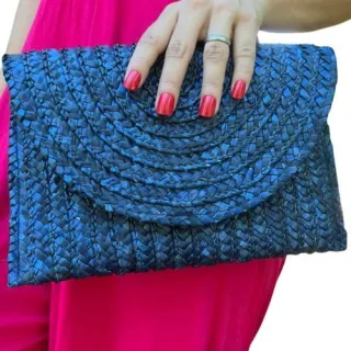 Ecobag feminina com forro interno e palha brilhosa - Carteira de palha natural - Amarelo