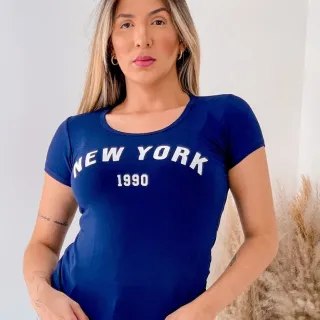 Estampada New York T Shirt Basica Blusinha - GG