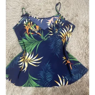 Lançamento regata estampada primavera verão decote v - Geométrica / azul e verde