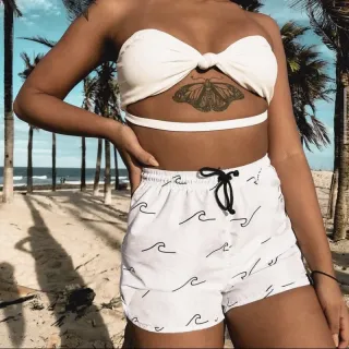 Estampado Praia Feminino Short Tactel - OLHO GREGRO