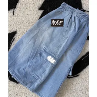 Huge jeans cargo bermuda - Jeans escura