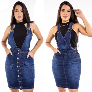 Moda Feminina Evangelica Salopete Jeans ESCOLHA SEU MODELO Lycra Midi