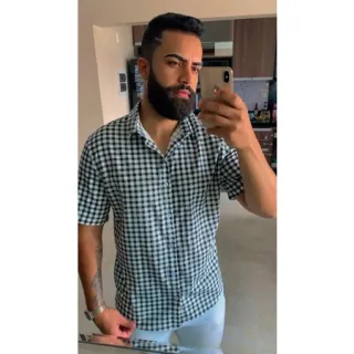 Camisa Slim Masculina Estampada Listrada - Compre Online na Raryel - 28- Floral Branca e Azul