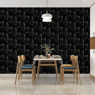 Adesivo Mármore Preto Autocolante - Papel de Parede Cozinha Pedra 1m x 50cm - Único
