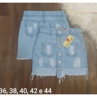 Saia de botões preta jeans - preta com ziper