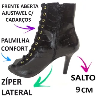 Promoção Bota Ankle Boot Feminina Cano Curto Preta e Marrom Café - Preta Sude