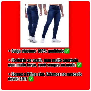 Promoção Calça Jeans Masculina Barata Slim Elastano - Preto