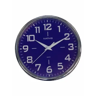 Relógio Nativo Metalizado Cromo Redondo de Parede 22,5cm - Vermelho