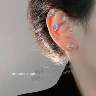 Brinco Ponto de Luz Zircônia Feminino e Masculino - Cartela com 12 Pares - redondo 6#