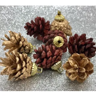 Enfeite Natal Pinha Pendente - Conjunto com 06 Unidades - Vermelho