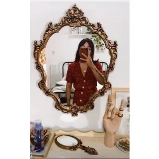 Antigo espelho prateleira penteadeira maquiagem princesas festas reino - Único