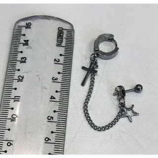 Moda Brinco Cruz Estrela Masculino Feminino - Cruz 2 furos