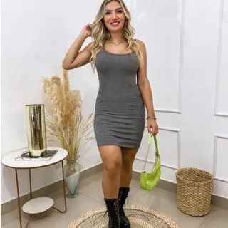 Varias Cores - Vestido Feminino Curto Alcinha Canelado Mini - XADREZ PRETO (TEC SUPLEX)