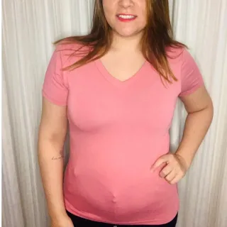 Manga Curta Blusa Feminina Gola V - Vinho