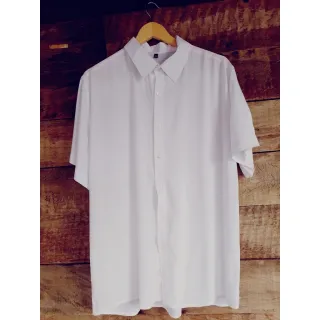 Camisa Branca Slim Fit Unissex de Viscose - Alta Qualidade e Tendência Moda 2022 - GG