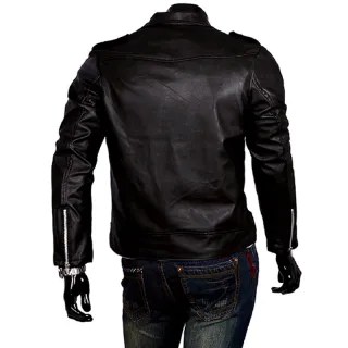 Jaqueta de Couro Masculina Slim Fit - Estilo Motociclista - M