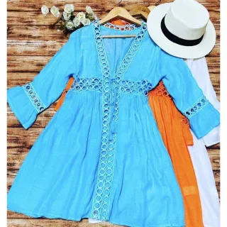 Moda Luxo Feminina: Kimono Curto Banho Piscina - Verao 661 - Preto