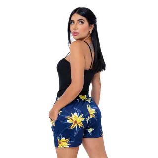 Revenda Kit Moda Praia Feminino: 4 Shorts Estampados Malha Crepe com Bolso - GG