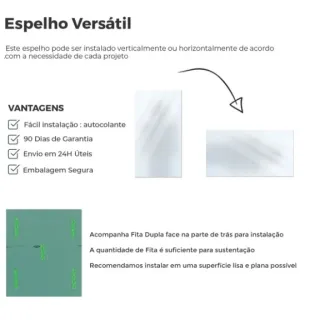 Pendurador Retangular Multiuso para Quarto, Sala e Banheiro - Espelho Decorativo 50x60 - 30*40