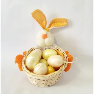 Coelho de Páscoa em Cesta de Vime - 20x18x18 - Laranja