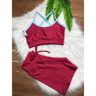 Top Alcinha fitness feminino e Conjunto de Academia Short com cordinha - VERDE COM BRANCO