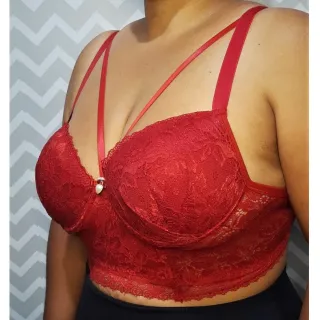 Soutien Rendado Plus Size com Bojo e Alça Reforçada - Promoção - Marinho