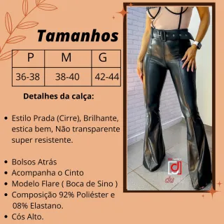 Calça Montaria Cintura Alta Cirrê Estilo Prada com Bolso e Cinto - Preto