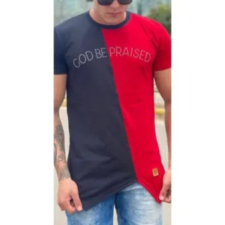 Lancamento Camiseta Longline Masculina Oversized - Camisa Vermelha com preto.
