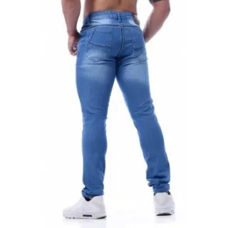 Promoção Calça Jeans Masculina Barata Slim Elastano - Preto