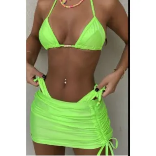 Saia Moda Blogueira Transparente Drapeada Curta Ajustável