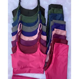 Academia Conjunto Fitness Poliamida Legging e Top Cores - Roxo