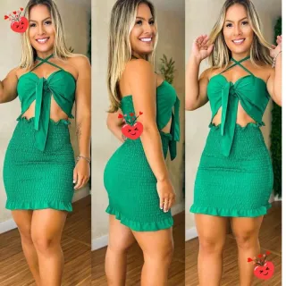 Vestido Blogueirinha Elastec Tubinho Feminino Curto - Verde água