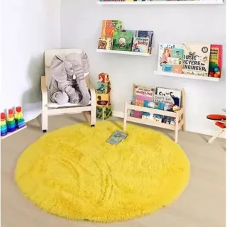 Grande Tapete Redondo Felpudo Peludo de 1,3 M - Azul