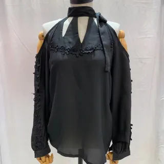 Feminino Manga Longa Blusa Crepe - Rose