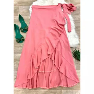 Moda Tendência Saia Envelope Maxi Atacado - Vermelho