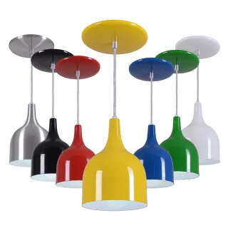 Lustre Gota Pendente Colorido - Alumínio Branco Preto Cobre - Verde